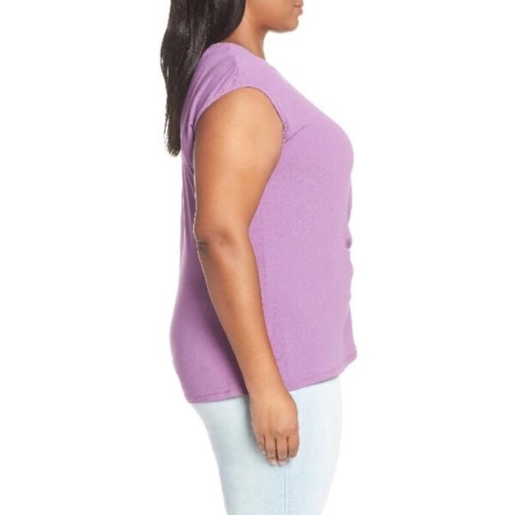 Vince Camuto Purple Tie Front Tulip Blouse 1X - Picture 2 of 5